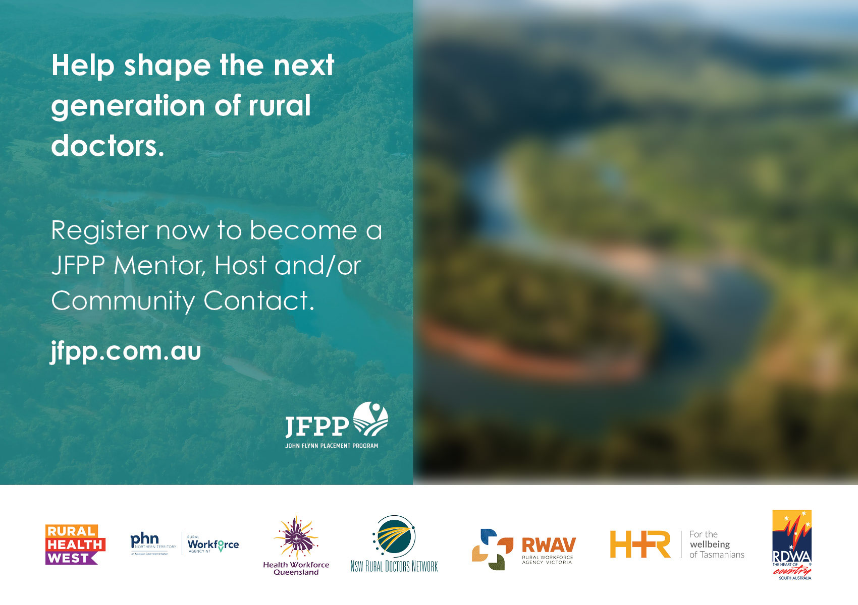Help shape the next generation of rural doctors. Register now to become a JFPP Menot, Host and/or Community Contact. jfpp.com.au