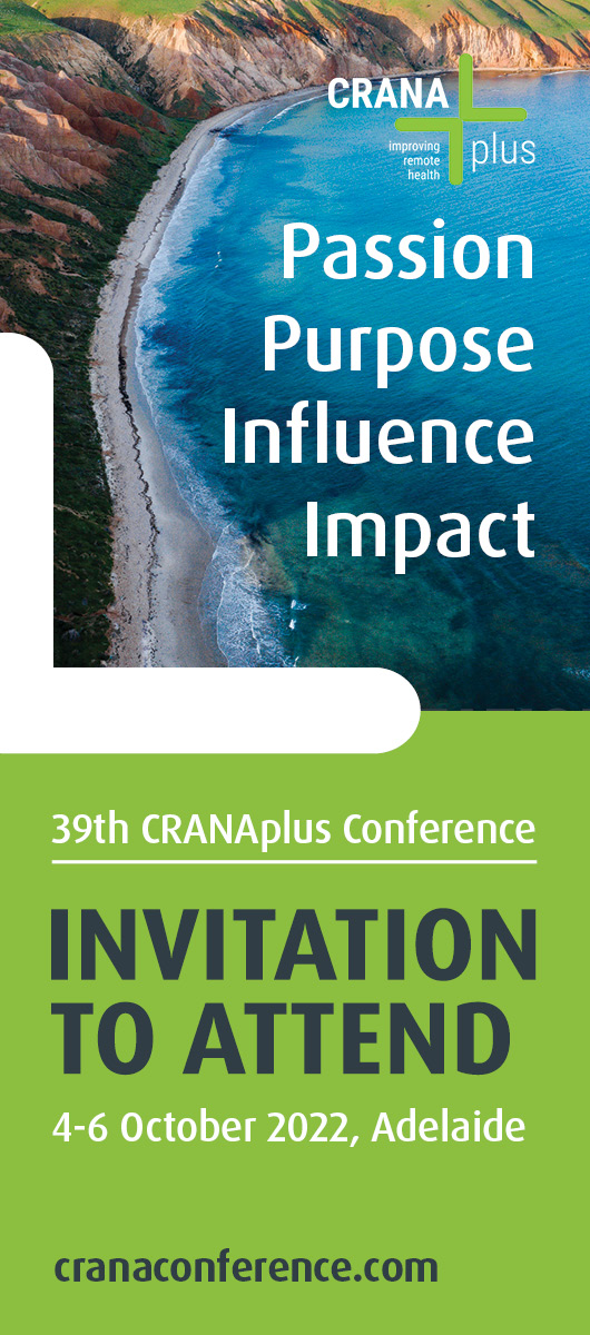 CRANA plus Passion Purpose Influence Impact. 39th CRANAplus Conference Invitation to attend 4-6 October 2022, Adelaide. cranaconference.com