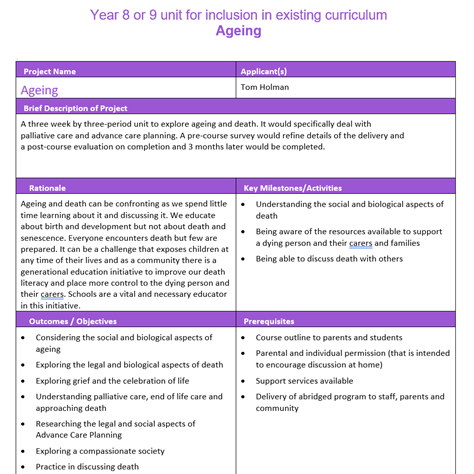 Year8-9 course curriculum