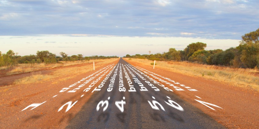 Outback road with text overlay