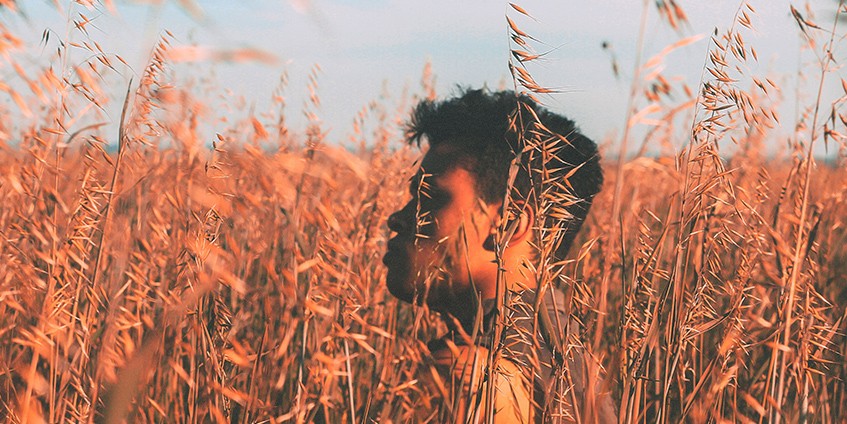 Man in long grass