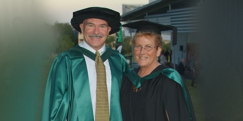 Beryl receiving an award from the University of the Sunshine Coast in recognition of regional contribution for community work, small business and advocacy