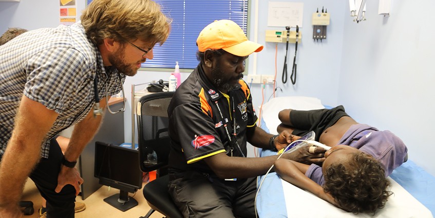 Dr Josh Francis, Shannon Brown and Trey Brown in Maningrida