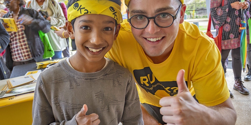 boy and young man with RUOK bandanas