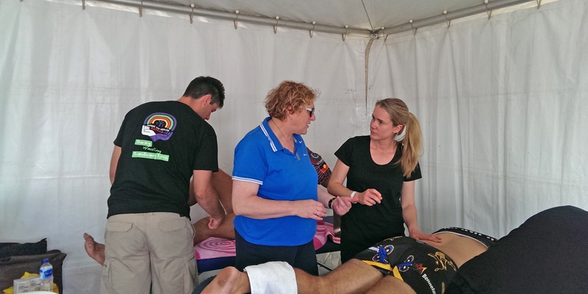 RMIT chiropractic students from the NSW Koori knockout in 2014 in Raymond Terrace near Newcastle