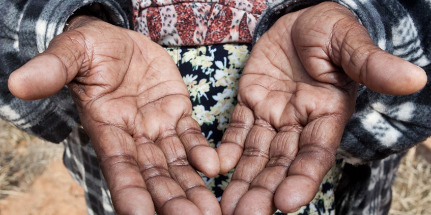 Womans palms. Photo: Ngaanyatjarra Pitjantjatjara Yankunytjatjara (NPY) Women’s Council