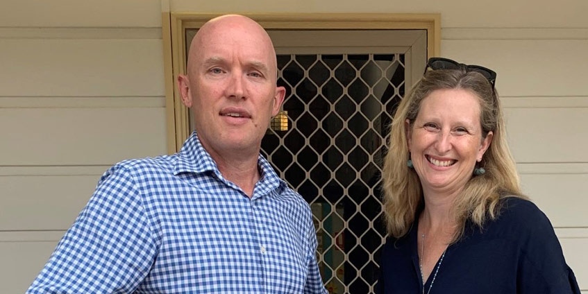 Quaama Public School Principal Daniel Roe with Royal Far West Business Director Jacqui Emery