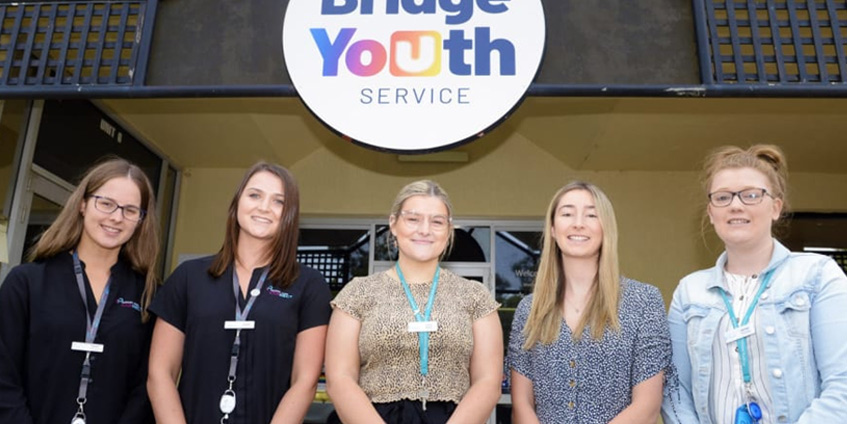 Taylah Burrows, Taylah Durden, Chloe Petts, Lara Blackburn and Ashlee Thomas are the first five social work students selected for the new Shepparton Community Share internships in 2020. Photo courtesy of Shepparton News.