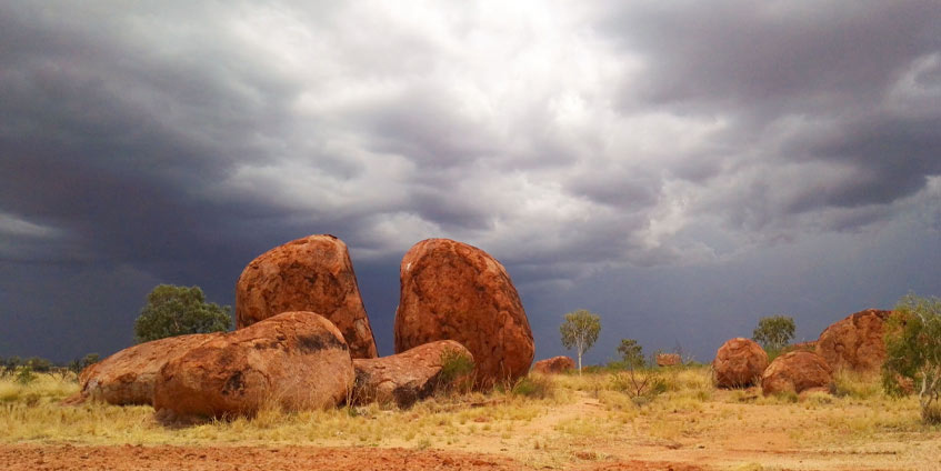 Devils Marbles, a natural wonder located 95 kilometres south of Tennant Creek, NT. [Photo courtesy of RAHC]