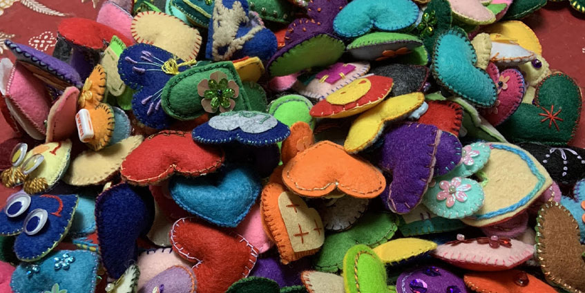 Making hearts for the 1000 Hearts kindness project