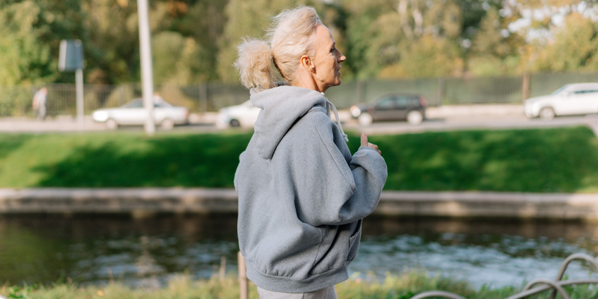 Woman walking outside
