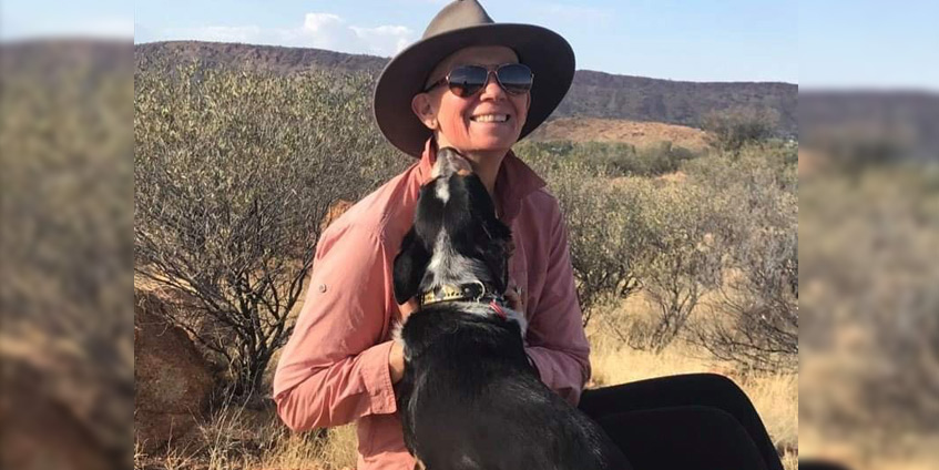 YWCA Encore Facilitator Wendy Stuart and Roley the Champion, Alice Springs.