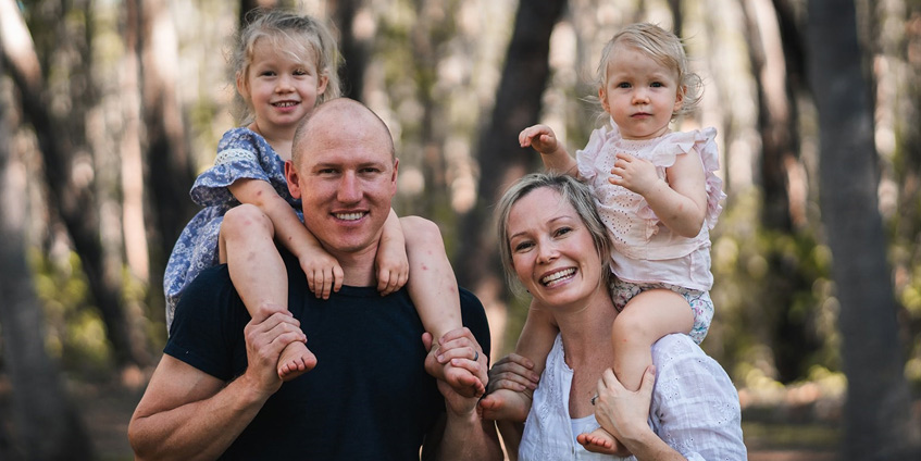 Riley with her husband, Ben Forbes, and their daughters, Molly and Bonnie. [Image: Mukul Modgil Photography]