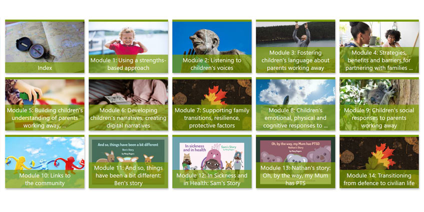 Web link buttons. Educator learning modules.