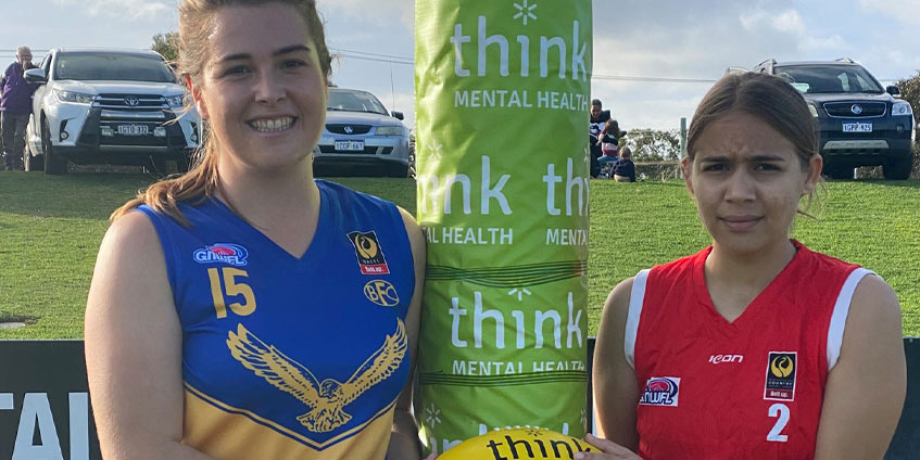 Great Northern Football League Think Mental Health Round. (L to R) Tenae Leitch (Brigades FC) & Aaliyah Jones (Towns FC).