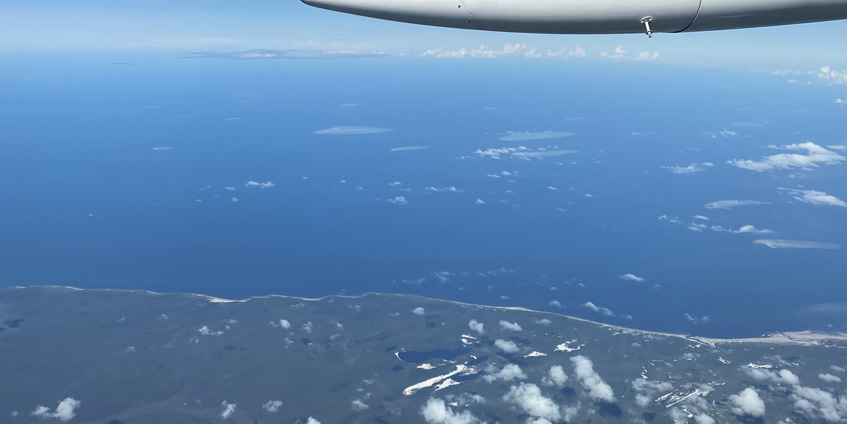 Plane flight over the Torres Strait.