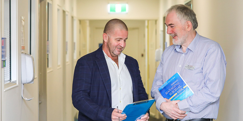 Chris Harvey (left), Suicide Prevention Program Manager, Mildura Base Public Hospital, and Dr Sean MacDermott (right).