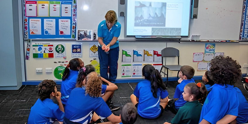 Classroom oral health education delivered by Jo Bremner at remote Batchelor Area School