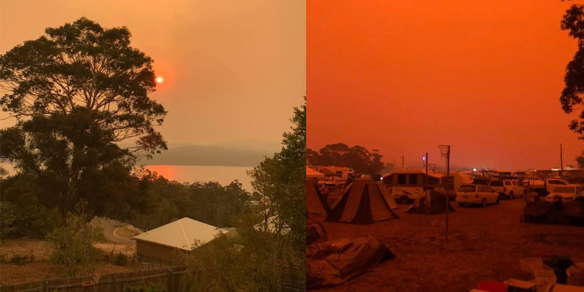 Bushfire skies near Eden, New Years Eve 2019-2020. [Images Dr Miller]