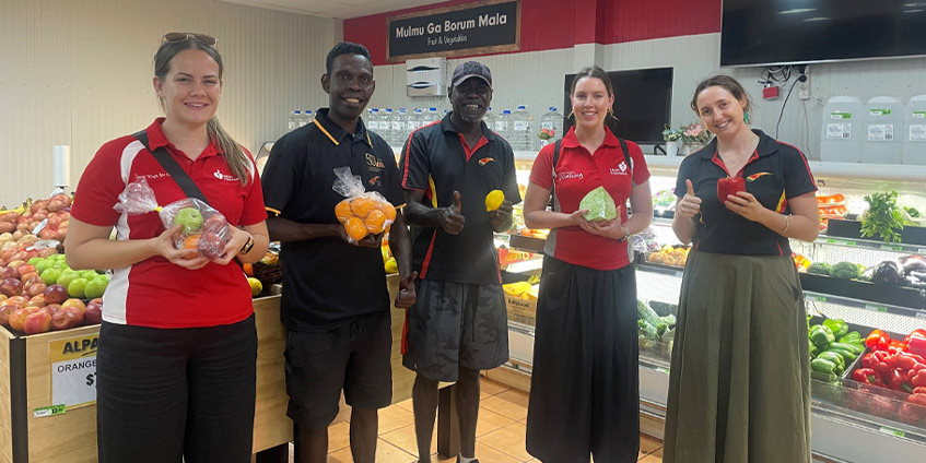 Employees from the retail store in Galiwin’ku meet with ALPA and Heart Foundation staff. 