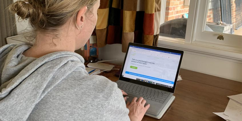 Woman using a laptop