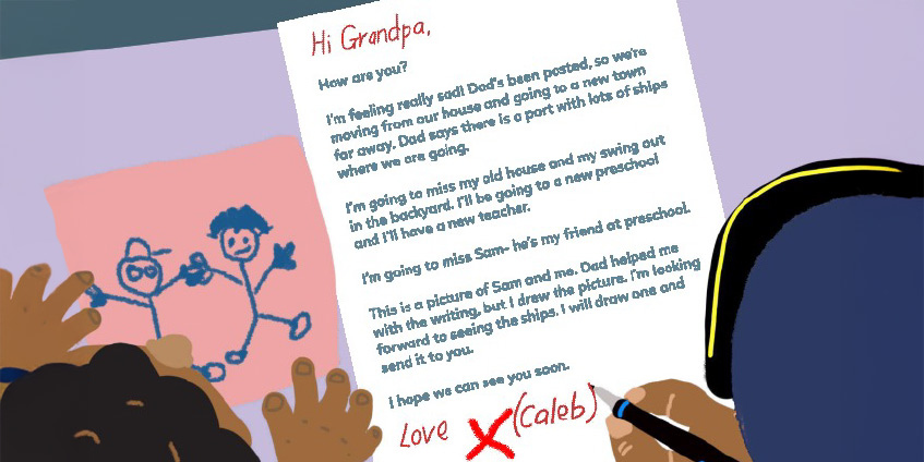 Caleb writes a letter to grandpa