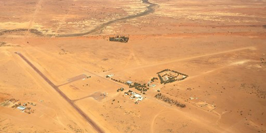William Creek aerial view dry arid landscape with runway