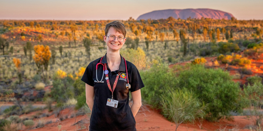 Dr Sophie Collins visiting Uluru