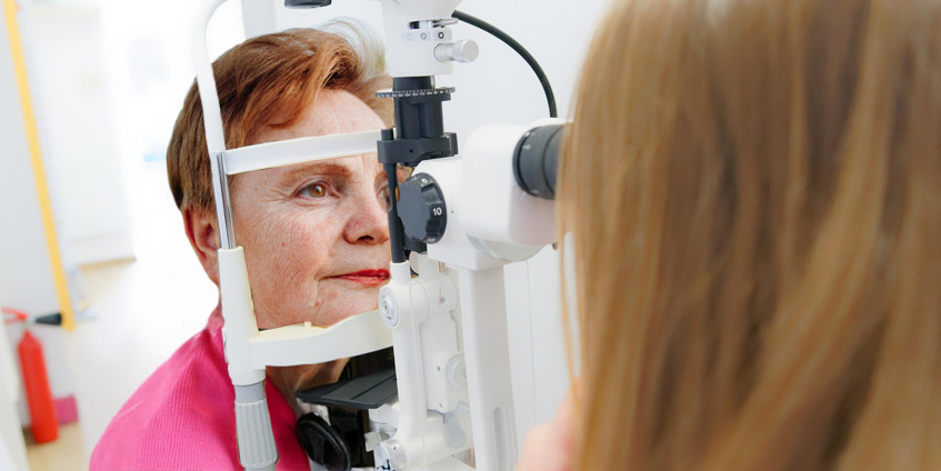 Woman getting an eye test