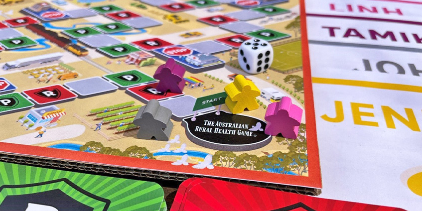 The Australian Rural Health Game board and cards (credit Lisa Hampshire)