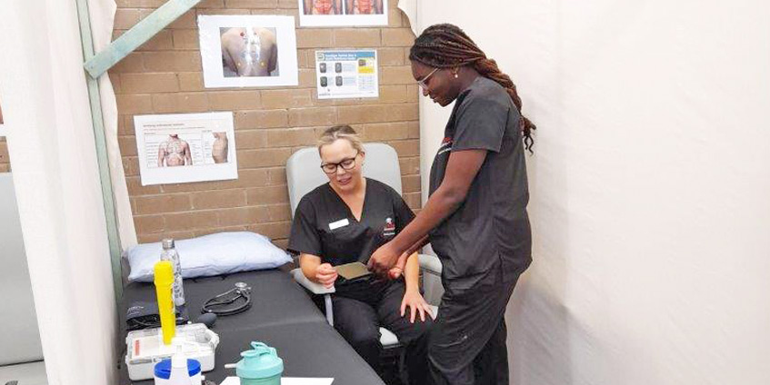 First year placement students at the pop-up clinic.