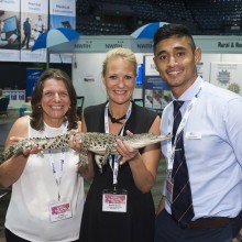 Lis Maier, Danielle Kotkin and Bennet Aladin make a new friend