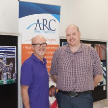 CEOs hangout at the ARC Disabilities Gallery. NRHA’s David Butt and ARC Disability Services’ Benjamin Keast.