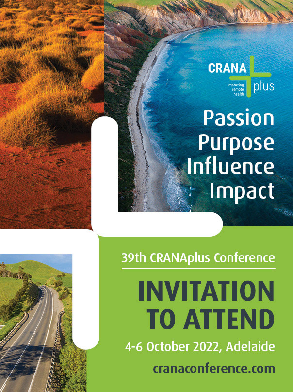 CRANA plus Passion Purpose Influence Impact. 39th CRANAplus Conference Invitation to attend 4-6 October 2022, Adelaide. cranaconference.com