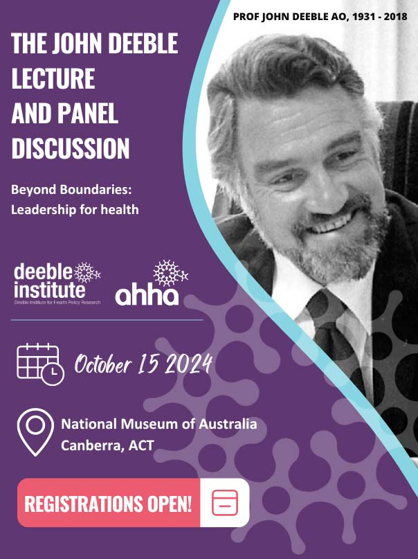 The John Deeble lecture and panel discussion. Beyond boundaries Leadership for health. October 15 2024. Registrations open.