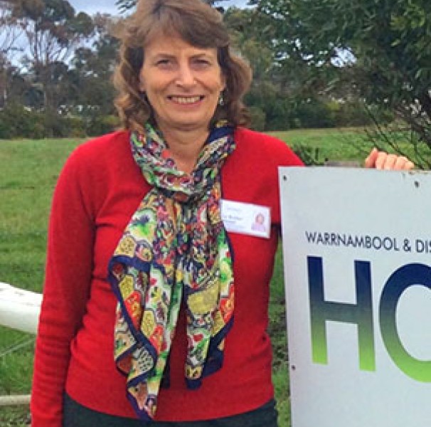 Warrnambool Hospice Manager Lu Butler outside the Hospice headquarters and volunteer training school