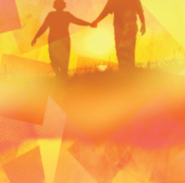 Older couple holding hands graphic