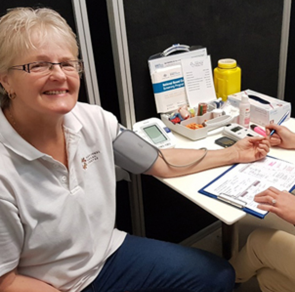 Sophie Robertson conducting farmer health and lifestyle assessments for the National Centre for Farmer Health