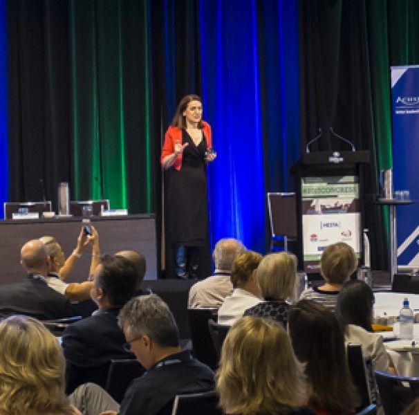 Helen Bevan from UK’s National Health Service addresses a plenary session