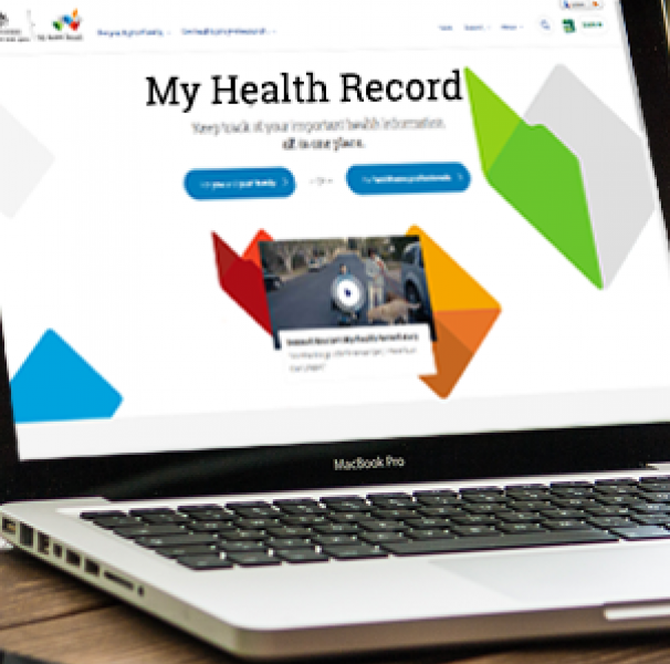 Myhealth website on laptop screen