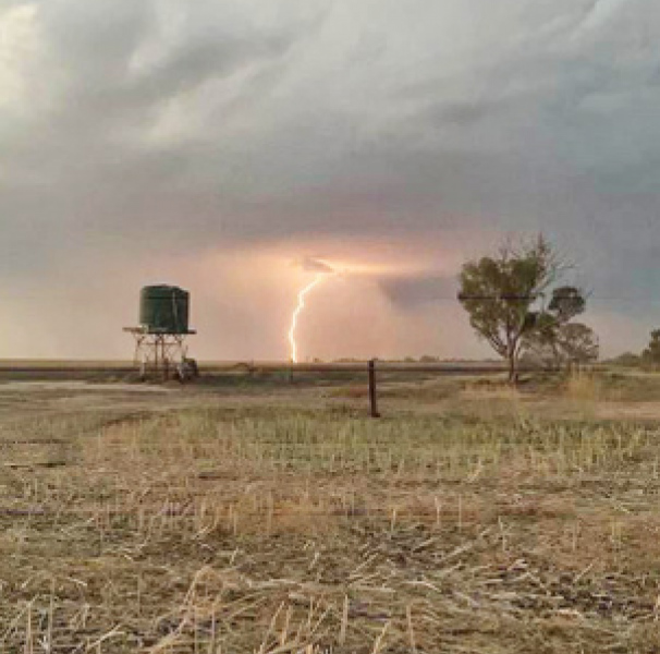 Lightning strike over field