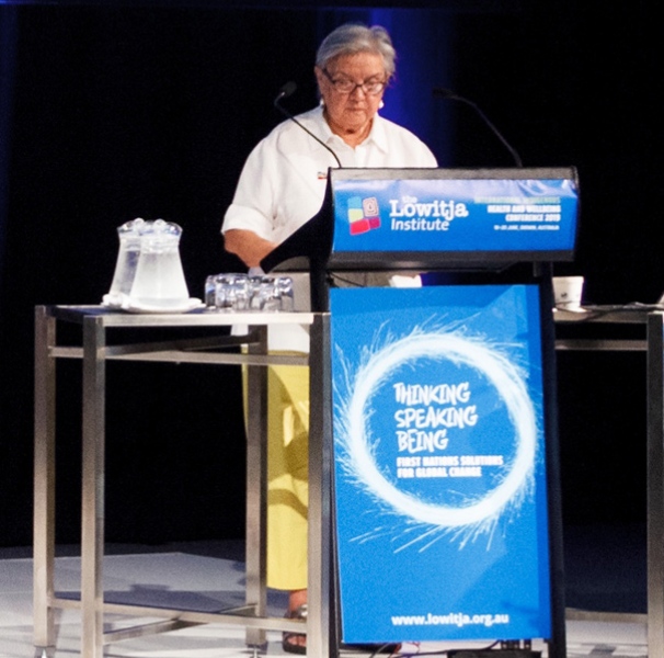Pat Anderson AO, Chair of the Lowitja Institute, reminding conference delegates of Dr Lowitja O’Donoghue’s, the Institute’s Patron, call for courage, social action and equity for Aboriginal and Torres Strait Islander peoples