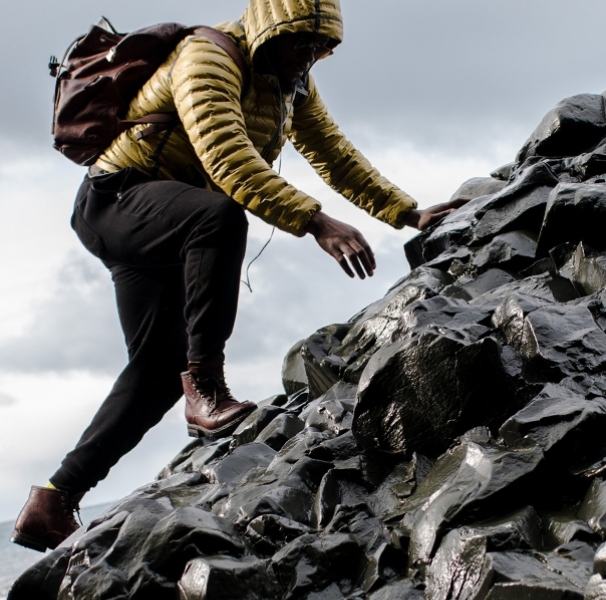 Man climbing rocks