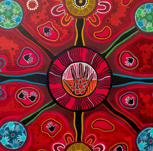 Gathay nyiirun - Lets walk together - Red dot painting