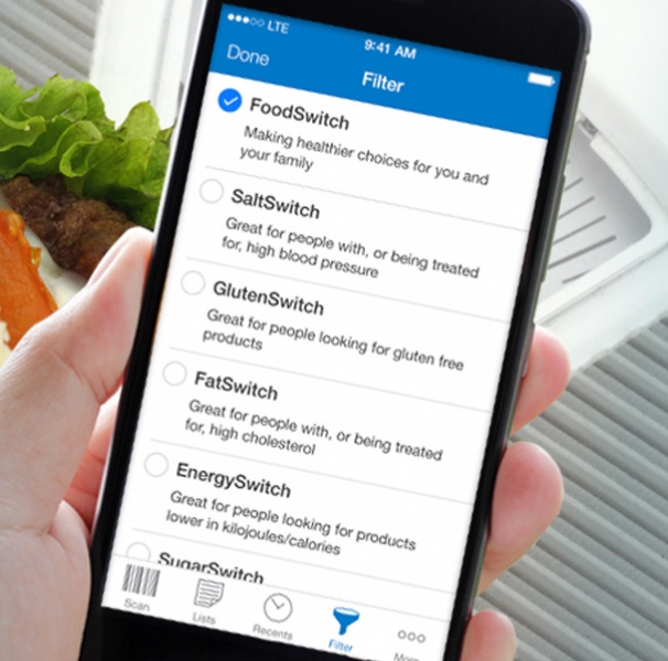 App screen shot with food in the background