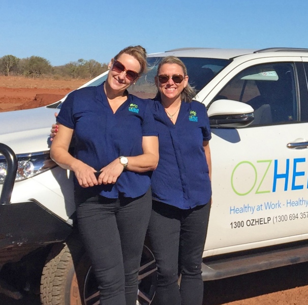Two members of the OzHelp team in rural Australia. Photo: OzHelp
