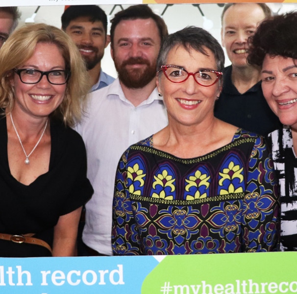 Group photo with frame that reads Your Health records in your hands