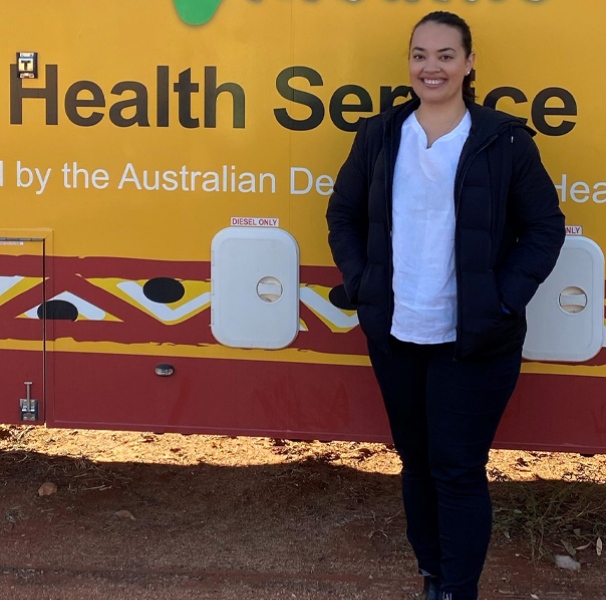 Maleta Seiler in front of dental truck