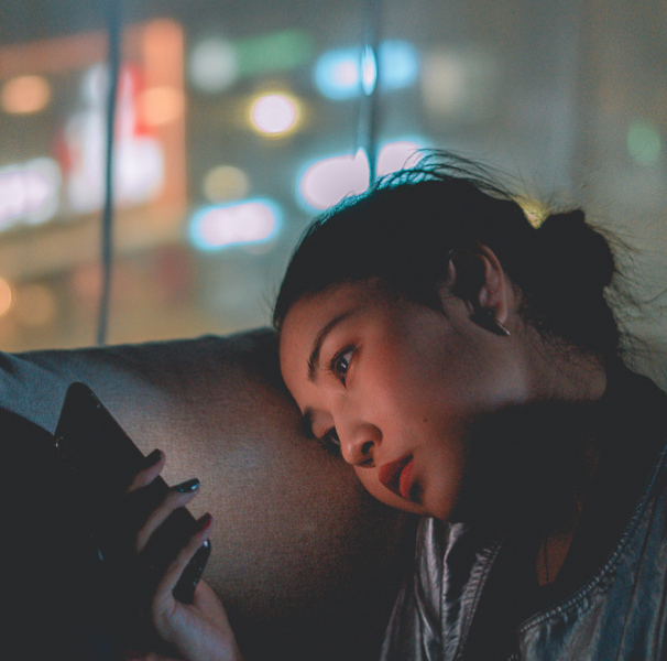 Woman looking at mobile phone
