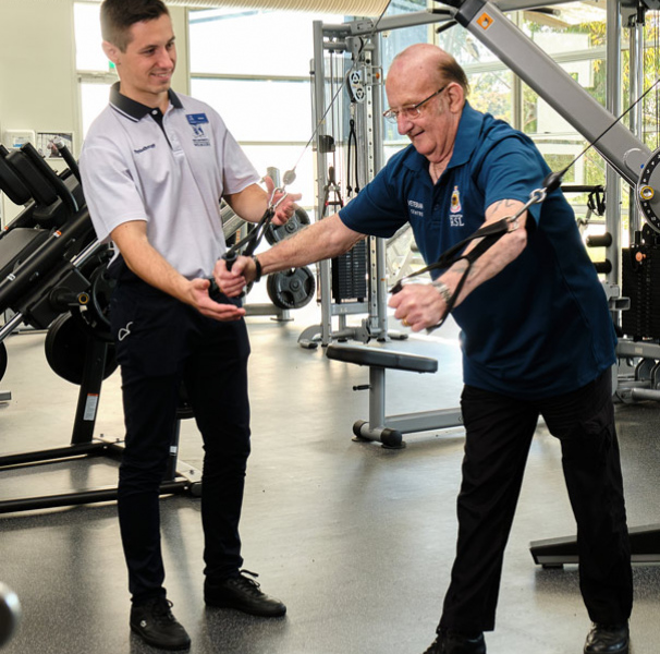 Mature man exercising